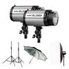 photo Godox Kit de 2 Mini Pioneer 250DI + 2 pieds + 1 boite a lumiere + 1 parapluie